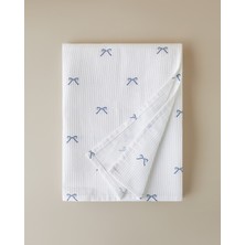 English Home Tek Kişilik Pike 150X220 cm Pamuk Kumaş Açık Mavi Romance Ribbon Desenli 1 Parça