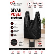 Kalbi Ticaret Siyah Poşet Kalın Orta Boy 1 Kg 28x50 cm Atlet Poşet Market Manav Poşeti