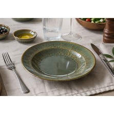 Bonnami Sage Snell Gourmet Premium Porselen Çukur Tabak 16 cm - Modern Yeşil Desenli Şık Sunum ve Ikram Tabağı