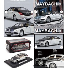 Oyuncak Sahili Mercedes Benz S600 Maybach Tarz Araba Diecast 1.24 Koleksiyon Metal 6 Kapı Bagaj Kaput Siyah-Beyaz