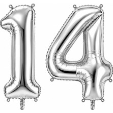 BeySüS 14 Rakam Folyo Balon Gümüş Rengi (100 cm)