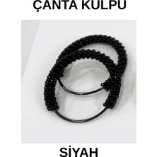 Hobi Dünyası Evim Çift(2 Adet) Çanta Aksesuar 12 cm Yuvarlak Siyah Boncuklu - Renk : Siyah
