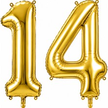 BeySüS 14 Rakam Folyo Balon Altın Rengi (100 cm)