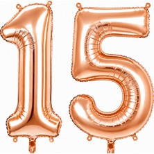 BeySüS 15 Rakam Folyo Balon Rose Gold Rengi (100 cm)