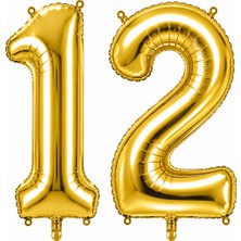 BeySüS 12 Rakam Folyo Balon Altın Rengi (100 cm)