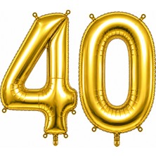 BeySüS 40 Rakam Folyo Balon Altın Rengi (100 Cm)