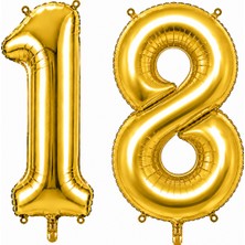 BeySüS 18 Rakam Folyo Balon Altın Rengi (100 cm)