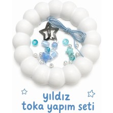 Hobi Dünyası Evim Yıldız Toka Yapım Seti 20 Adet Boncuk 1 Metre Paraşüt Ip Mavi Set