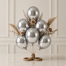 BeySüS Gümüş Renk Lateks Metalik Balon (30 Cm) - 6 Adet