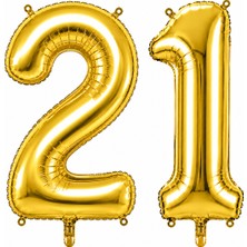BeySüS 21 Rakam Folyo Balon Altın Rengi (76 Cm)