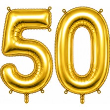 BeySüS 50 Rakam Folyo Balon Altın Rengi (76 cm)