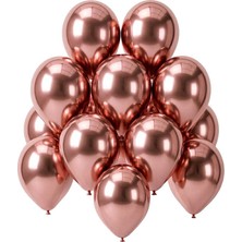 BeySüS Rose Gold Renk Lateks krom Balon (30 cm) - 12 Adet