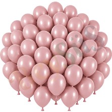 BeySüS Toz Pembe Renk Lateks Retro Balon (30 Cm) - 50 Adet