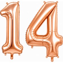 BeySüS 14 Rakam Folyo Balon Rose Gold Rengi (100 Cm)