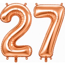 BeySüS 27 Rakam Folyo Balon Rose Gold Rengi (100 Cm)