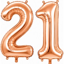 BeySüS 21 Rakam Folyo Balon Rose Gold Rengi (100 cm)