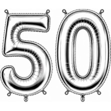 BeySüS 50 Rakam Folyo Balon Gümüş Rengi (100 Cm)