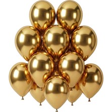 BeySüS Altın Renk Lateks Krom Balon (30 Cm) - 12 Adet