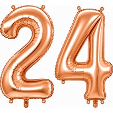 BeySüS 24 Rakam Folyo Balon Rose Gold Rengi (100 cm)