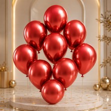 BeySüS Kırmızı Renk Lateks Krom Balon (30 Cm) - 50 Adet
