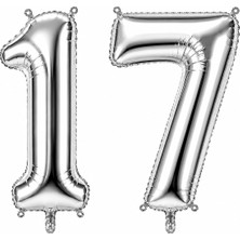 BeySüS 17 Rakam Folyo Balon Gümüş Rengi (76 Cm)