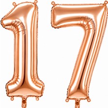 BeySüS 17 Rakam Folyo Balon Rose Gold Rengi (76 cm)