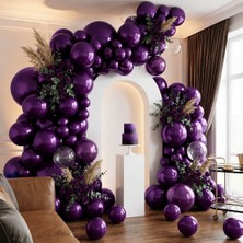 BeySüS Mor Renk Lateks Metalik Balon (30 cm) - 100 Adet