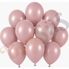 BeySüS Toz Pembe Renk Lateks Retro Balon (13 Cm) - 10 Adet