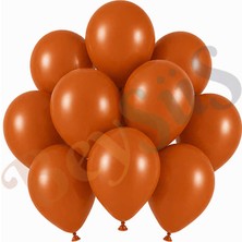 BeySüS Yanık Turuncu Renk Lateks Retro Balon (13 Cm) - 10 Adet