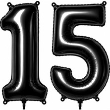 BeySüS 15 Rakam Folyo Balon Siyah Rengi (76 cm)