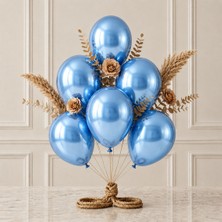 BeySüS Mavi Renk Lateks Metalik Balon (30 cm) - 6 Adet