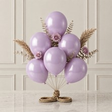 BeySüS Lila Renk Lateks Metalik Balon (30 Cm) - 6 Adet