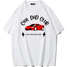 Brz Collection Unisex Oversize Cool Dad Club T-Shirt (Beyaz)