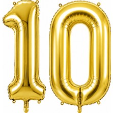 BeySüS 10 Rakam Folyo Balon Altın Rengi (76 cm)