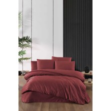 TKÇ Stripe Saten Line Çift Kişilik Nevresim Takımı Bordo