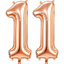 BeySüS 11 Rakam Folyo Balon Rose Gold Rengi (76 Cm)