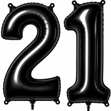 BeySüS 21 Rakam Folyo Balon Siyah Rengi (76 cm)