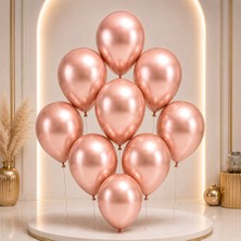 BeySüS Rose Gold Renk Lateks Krom Balon (30 Cm) - 6 Adet