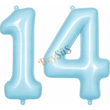 BeySüS 14 Rakam Folyo Balon Mavi Rengi (76 Cm)