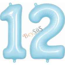 BeySüS 12 Rakam Folyo Balon Mavi Rengi (76 Cm)
