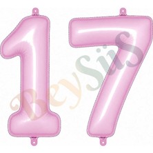 BeySüS 17 Rakam Folyo Balon pembe Rengi (76 cm)