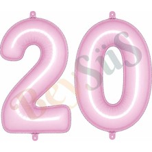BeySüS 20 Rakam Folyo Balon Pembe Rengi (76 Cm)