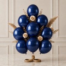 BeySüS Lacivert Renk Lateks Metalik Balon (30 Cm) - 12 Adet