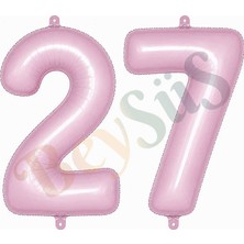 BeySüS 27 Rakam Folyo Balon Pembe Rengi (76 Cm)