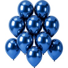 BeySüS Mavi Renk Lateks Krom Balon (15 Cm) - 10 Adet