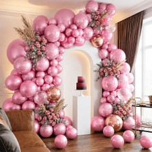 BeySüS Pembe Renk Lateks Metalik Balon (30 cm) - 100 Adet
