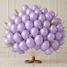 BeySüS Lila Renk Lateks Metalik Balon (30 cm) - 50 Adet