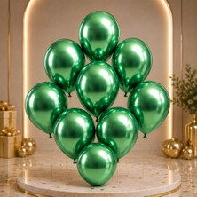 BeySüS Yeşil Renk Lateks Krom Balon (30 Cm) - 6 Adet