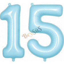 BeySüS 15 Rakam Folyo Balon Mavi Rengi (76 cm)