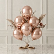 BeySüS Rose Gold Renk Lateks Metalik Balon (30 cm) - 6 Adet